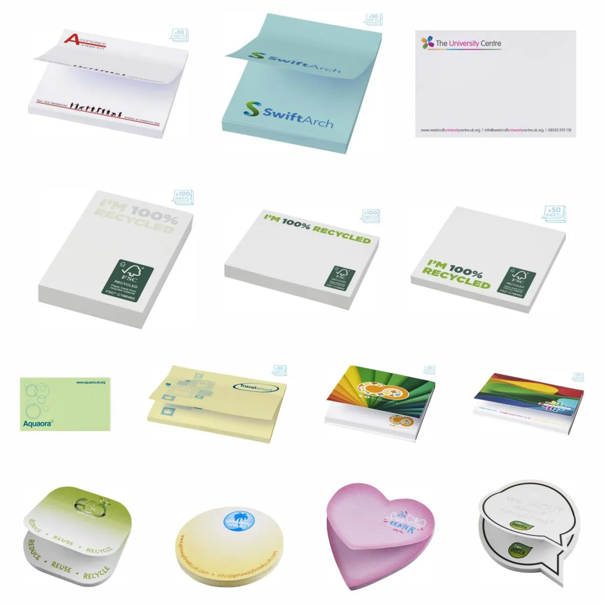 Notas adhesivas personalizadas con el logo de la empresa, tipo post-it